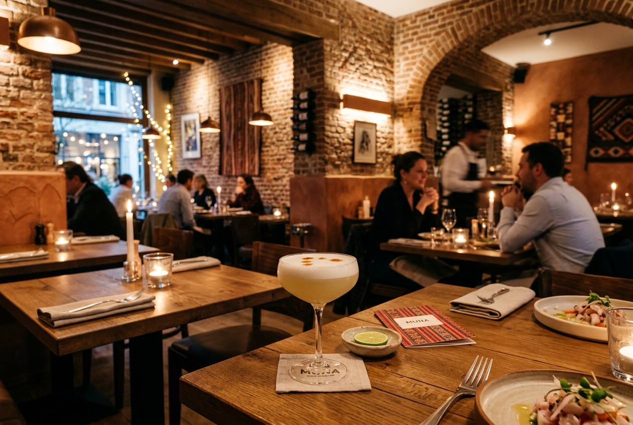 Intérieur chaleureux du restaurant Inti Killa au Sablon à Bruxelles